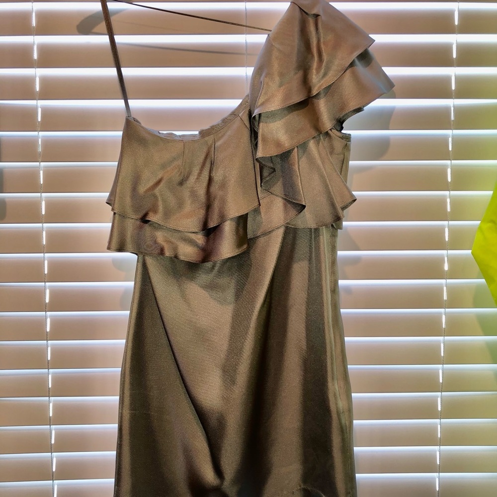 Pewter Banana Republic One Shoulder Mini-Dress